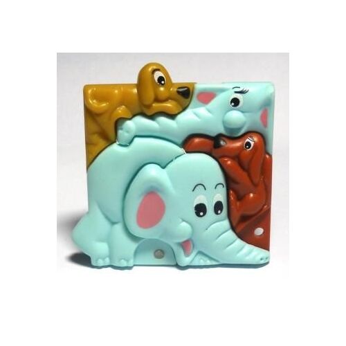 Puzzle Plastique "Kinder" (1997) - Série: L'arche De Noé, N°1 - Éléphants Et Chiens (K98n9 / K98-9)
