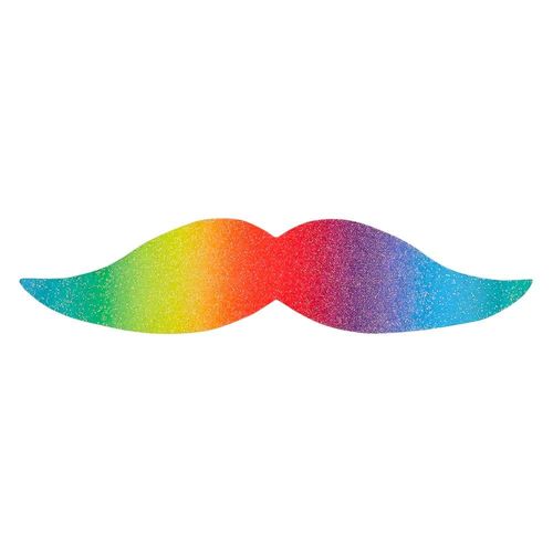 6 Moustaches Adhésives Arc-En-Ciel Pailleté Homme