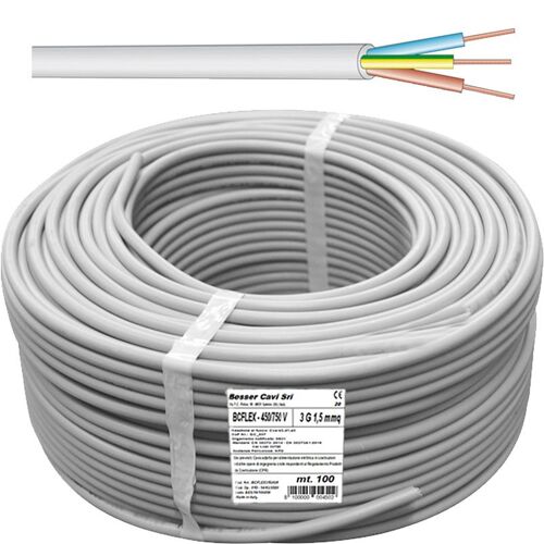 100 XSECTION DE CÂBLE eLECTRIQUE. 3X2,5 GRIS 450/750V