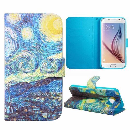 Etui Folio A Rabat Samsung Galaxy S6 Van Gogh La Nuit Etoilée Eco-Cuir (Pu)