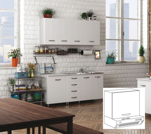 1 X KIT CUISINE MURAL 1 PORTE CAPOT 60X32XH49