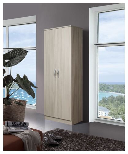 1 X KIT ARMOIRE 2 PORTES ETAGERE A CHAUSSURES 5 ETAGERES 71X38X182