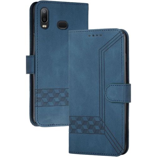 Coque Compatible Avec Samsung Galaxy A10s,Anti-Choc Housse En Cuir Premium Flip Case Portefeuille Etui,Bleu