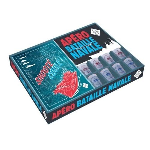 Apéro Bataille Navale - Coffret Avec : 1 Plateau De Jeux Effaçable De Bataille Navale, 8 Verres À Shot
