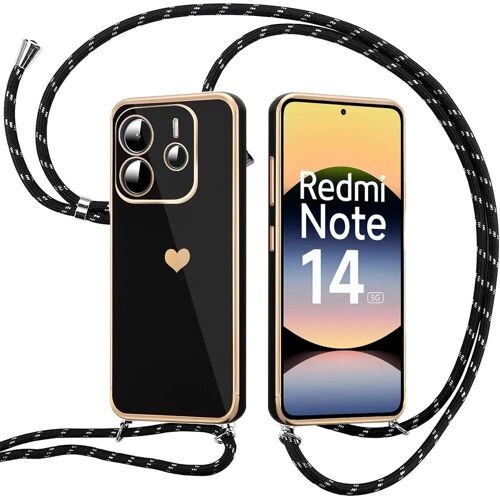 Coque Pour Xiaomi Redmi Note 14 5g (Pas Pour 4g) - Protection Silicone Anti-Rayures Avec Cordon Noir - E.F.Connection