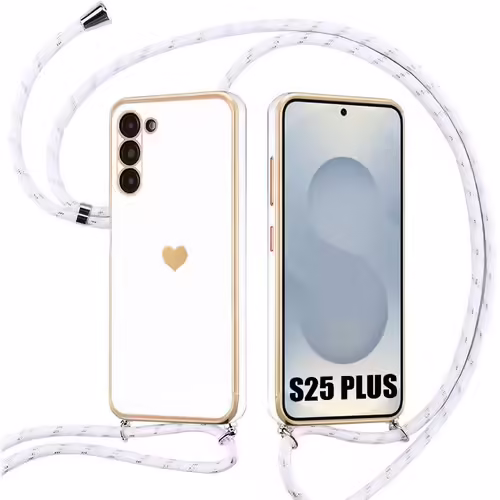 Coque Pour Samsung Galaxy S25 Plus (S25+), Silicone Souple Motif Coeur Avec Cordon Blanc - E.F.Connection
