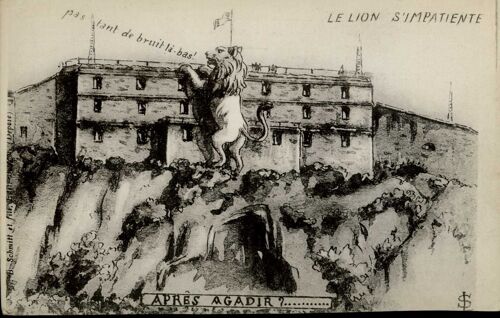 Carte Postale De Belfort (Territoire De Belfort) Allégorie "Après Agadir ?...", Le Lion S'impatiente