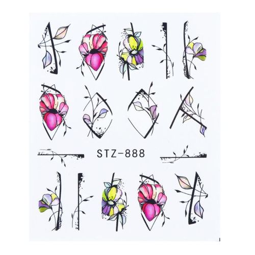 Autocollants Pour Ongles Noirs À L'Eau, 1 Pièce, Design Abstrait Avec Visage D'Animaux, Décorations À Glissière Pour Nail Art