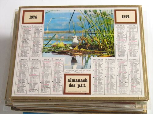 Almanach Des Ptt 1974 Oberthur Oiseau Mouette
