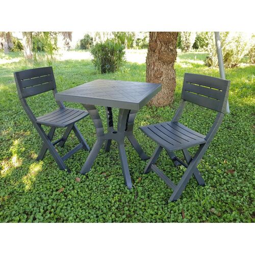 1 XENSEMBLE DUET TABLE ReSINE + 2 CHAISES ANTHRACITE
