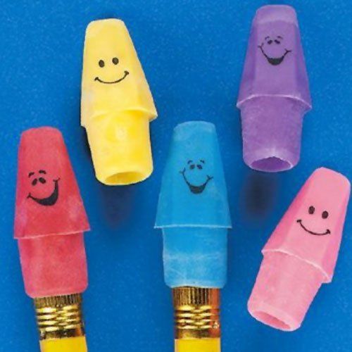 Rubber Funny Face Pencil Top Erasers (12 Dz)