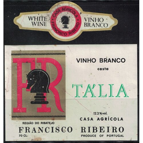 Portugal Lot 2 Etiquettes Anciennes Vin Blanc Cépage Tália Casa Agrícola Francisco Ribeiro Ribatejo