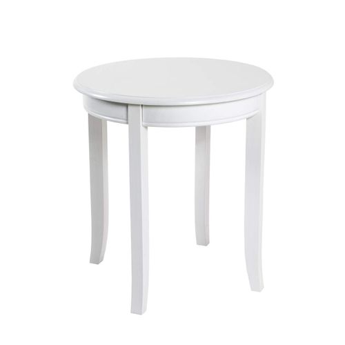 Table D'appoint Ronde 48x51 Cm En Bois Laqué Blanc