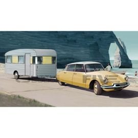 Norev 1/18 181762 Citroen Ds 19 + Caravane Digue Panoramic 1960 Diecast Modelcar-Norev
