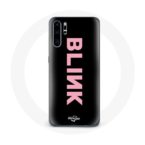 Coque Pour Huawei P30 Pro Blink Fandom Blackpink Logo Rose Fond Noir