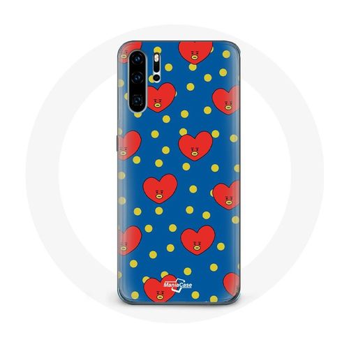 Coque Pour Huawei P30 Bts Bangtan Garçons Bt21 Tata De V Fond Bleu