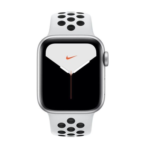 Apple Watch (Series 5) 2019 Gps 40 Mm - Aluminium Argent - Bracelet Sport Nike Platine Pur/Noir