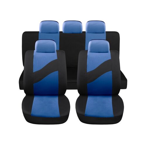 Housses De Siège Auto Universelles Modèle Ls08 Blue, Ensembles Avant Et Arrière, Tissu Polyester
