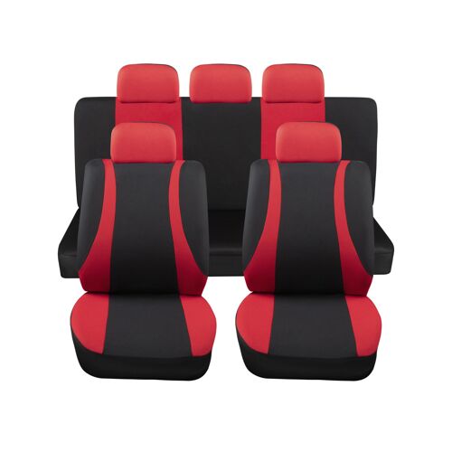 Housses De Siège Auto Universelles Modèle Ls10 Rouge, Ensembles Avant Et Arrière, Tissu Polyester