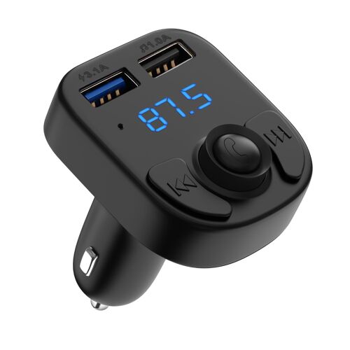 Transmetteur Chargeur FM Bluetooth 5.0 Adaptateur Radio Lecteur Musique MP3 sans Fil Appel Mains Libres 2 Ports USB Chargeur Voiture Allume Cigare Phonillico®