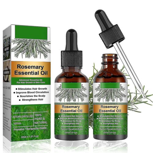 2pcs Huile De Romarin Pour La Croissance Des Cheveux, Huile Essentielle De Romarin Pour La Croissance Des Cheveux Soins De La Peau, Améliorer La Perte De Cheveux Et Nourrit 