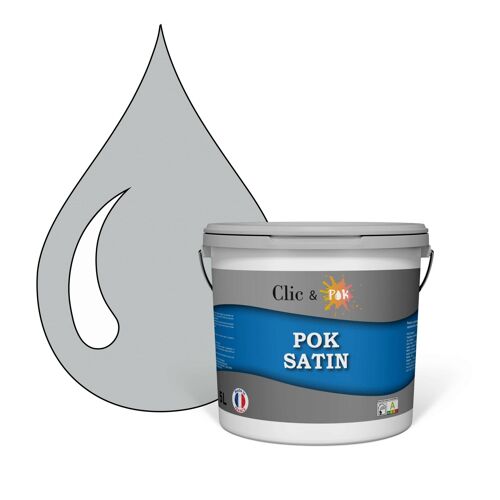 POK SATIN : Peinture Satin Lessivable Gris Perle 50m² - 5L