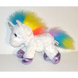 Peluche Licorne Sparkle Tales Aurora - Doudou Cheval Blanc Coloré Yeux Brillant 23 Cm