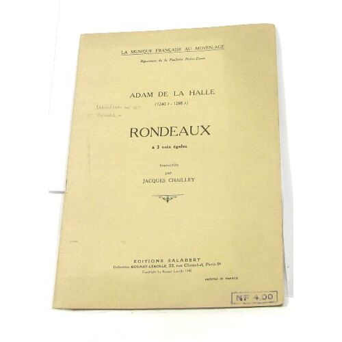 Adam De La Halle (1240? -1288?) Rondeaux À 3 Voix Égales