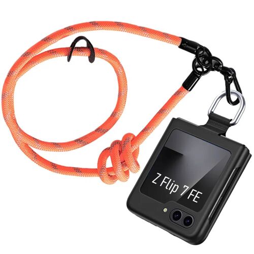 Coque pour Samsung Galaxy Z Flip 7 FE, Protection Coins Renforcés avec Cordon Démontable Orange - EFConnection