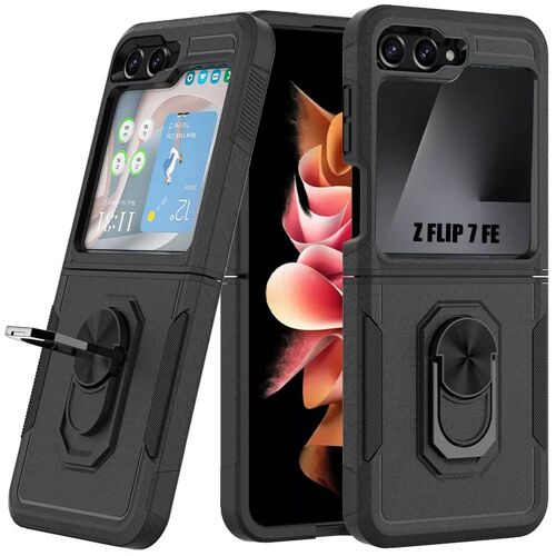 Coque pour Samsung Galaxy Z Flip 7 FE - Protection Rigide Antichoc avec Anneau - Noir - EFConnection