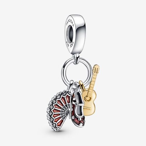 Pandora Charm Pendant Flamenco Espagnol Guitare, Chaussure & Éventail