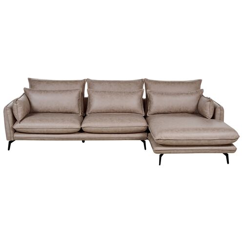 Canapé d'angle GALLO Marron clair Tissu Côté gauche