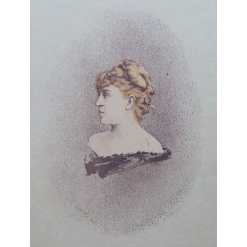 Gravure Ancienne - Portrait De Femme - 25 X 32 Cm