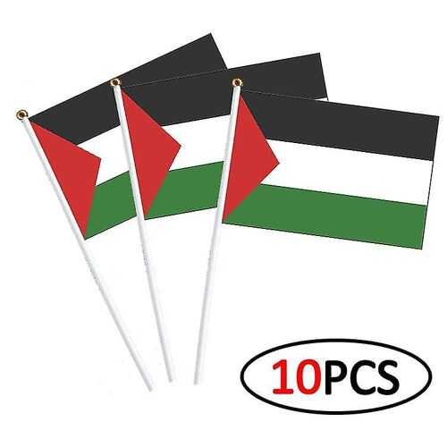 Drapeau national de la Palestine 14 * 21cm 10 Pcs Drapeau Agitant À La Main Drapeau Drapeau National Pour Rencontrer, Parade, Fête, Décoration Suspendue