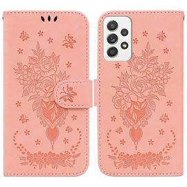Saturcase Coque Pour Samsung Galaxy A52 5g, Une Rose Pu Cuir Magnétique Flip Portefeuille Support Porte-Carte Dragonne Protecteur Housse Étui Pour Samsung Galaxy A52 5g (Rose)