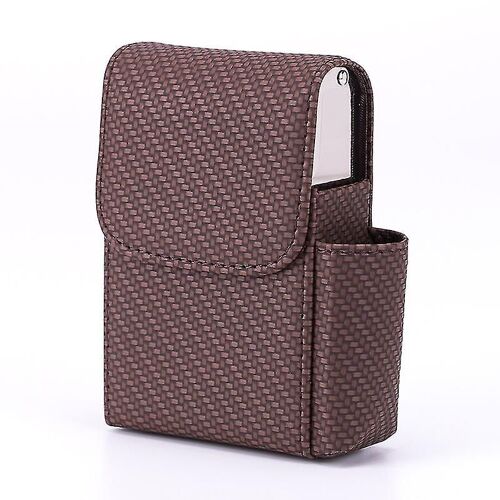Étui à cigarettes coulissant en cuir Pu Étui à cigarettes en acier inoxydable avec porte-briquet et boucle de ceinture pour hommes