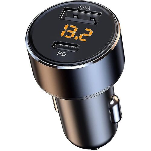 Chargeur De Voiture, 2.4a Mini Adaptateur Usb Avec Affichage De Tension Led, 18w 12v Usb Adaptateur De Chargeur De Voiture Pour Téléphone, Tablette Et Autres Appareils Mobiles