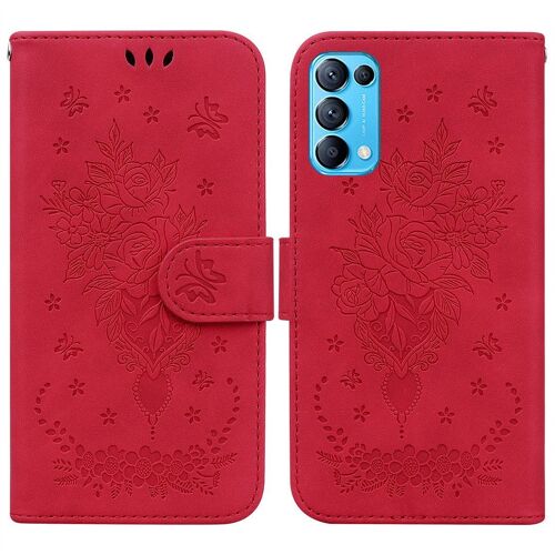 Saturcase Coque Pour Oppo Reno 5 Pro 5g, Une Rose Pu Cuir Magnétique Flip Portefeuille Support Porte-Carte Dragonne Protecteur Housse Étui Pour Oppo Reno 5 Pro 5g (Rouge)