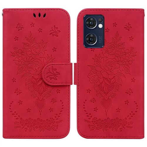 Saturcase Coque Pour Oppo Find X5 Lite / Reno 7 5g, Une Rose Pu Cuir Magnétique Flip Portefeuille Support Porte-Carte Dragonne Protecteur Housse Étui Pour Oppo Find X5 Lite / Reno 7 5g (Rouge)