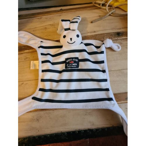 Doudou Lapin Blanc Rayé Marine Week-End À La Mer