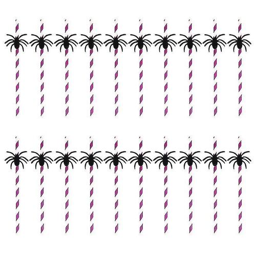 20pcs Halloween Spider Straws Pailles en papier Pailles à boire pour halloween party