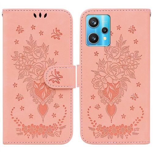 Saturcase Coque Pour Realme 9 Pro Plus, Une Rose Pu Cuir Magnétique Flip Portefeuille Support Porte-Carte Dragonne Protecteur Housse Étui Pour Realme 9 Pro Plus (Rose)