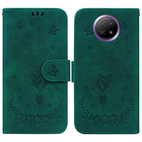 Saturcase Coque Pour Xiaomi Redmi Note 9t, Une Rose Pu Cuir Magnétique Flip Portefeuille Support Porte-Carte Dragonne Protecteur Housse Étui Pour Xiaomi Redmi Note 9t (Vert)