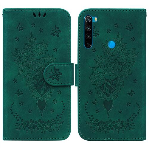 Saturcase Coque Pour Xiaomi Redmi Note 8t, Une Rose Pu Cuir Magnétique Flip Portefeuille Support Porte-Carte Dragonne Protecteur Housse Étui Pour Xiaomi Redmi Note 8t (Vert)