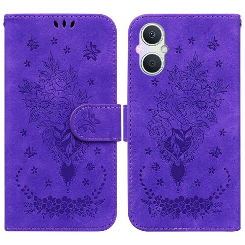 Saturcase Coque Pour Oppo A96 5g / Reno 7z 5g, Une Rose Pu Cuir Magnétique Flip Portefeuille Support Porte-Carte Dragonne Protecteur Housse Étui Pour Oppo A96 5g / Reno 7z 5g (Violet)