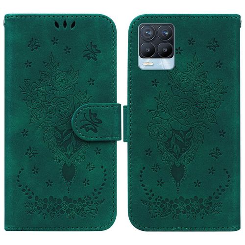 Saturcase Coque Pour Realme 8 4g / Realme 8 Pro, Une Rose Pu Cuir Magnétique Flip Portefeuille Support Porte-Carte Dragonne Protecteur Housse Étui Pour Realme 8 4g / Realme 8 Pro (Vert)
