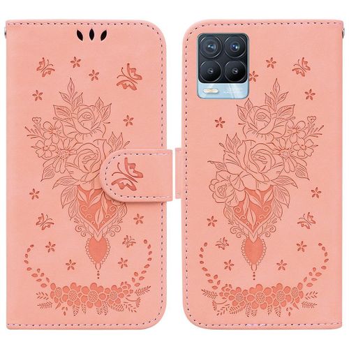 Saturcase Coque Pour Realme 8 4g / Realme 8 Pro, Une Rose Pu Cuir Magnétique Flip Portefeuille Support Porte-Carte Dragonne Protecteur Housse Étui Pour Realme 8 4g / Realme 8 Pro (Rose)
