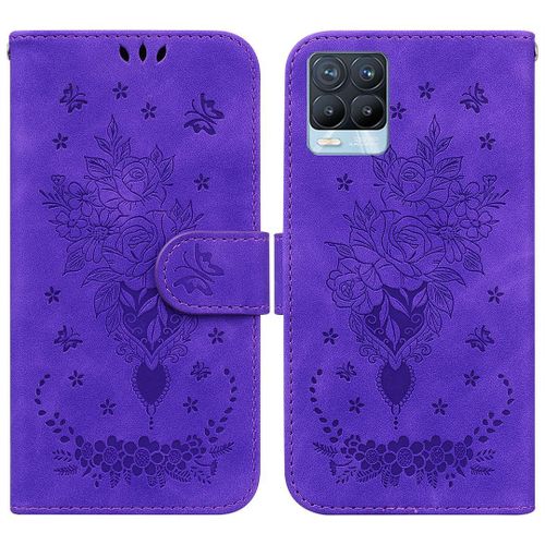 Saturcase Coque Pour Realme 8 4g / Realme 8 Pro, Une Rose Pu Cuir Magnétique Flip Portefeuille Support Porte-Carte Dragonne Protecteur Housse Étui Pour Realme 8 4g / Realme 8 Pro (Violet)