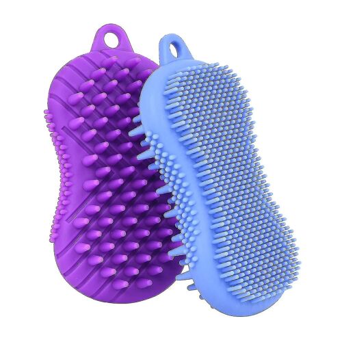 Hair Scalp Massager Shampoo Brush - Exfoliant Silicone Body Bath Brush, Scalp Care Brush Pour Tous Les Types De Cheveux De Femmes Hommes - Bleu Violet - Aespa