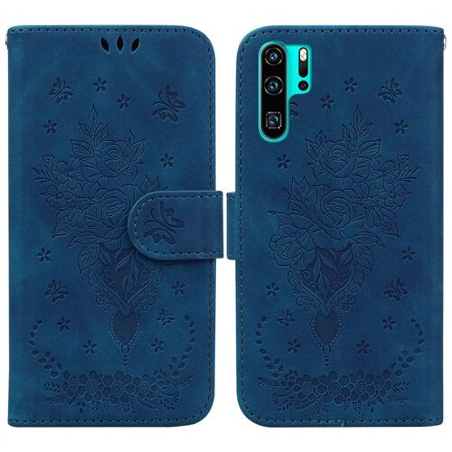 Saturcase Coque Pour Huawei P30 Pro, Une Rose Pu Cuir Magnétique Flip Portefeuille Support Porte-Carte Dragonne Protecteur Housse Étui Pour Huawei P30 Pro (Bleu)